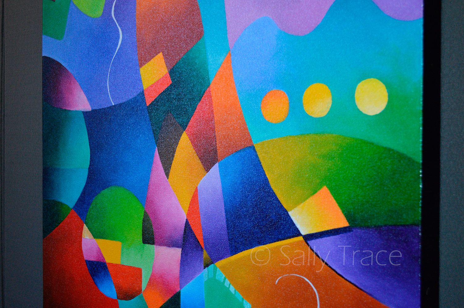 Reveur, Hard-Edge Abstraction Original Colorful Geometric Painting for sale by Sally Trace