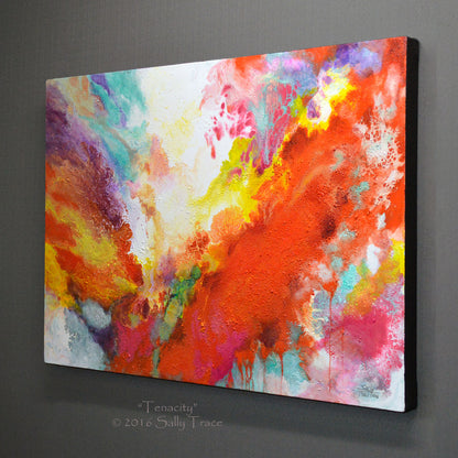 Original contemporary fluid abstract art for sale by Sally Trace "Tenacity"