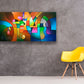Contemporary geometric abstraction giclee print on stretched canvas by Sally Trace, room view