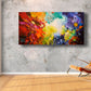 Harmonic Vibrations, fluid art giclee print for sale made from the original acrylic pour painting, room view, large abstract wall art for living room.