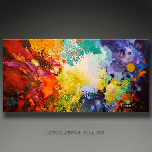 Harmonic Vibrations, fluid art giclee print for sale made from the original acrylic pour painting, large abstract wall art for living room