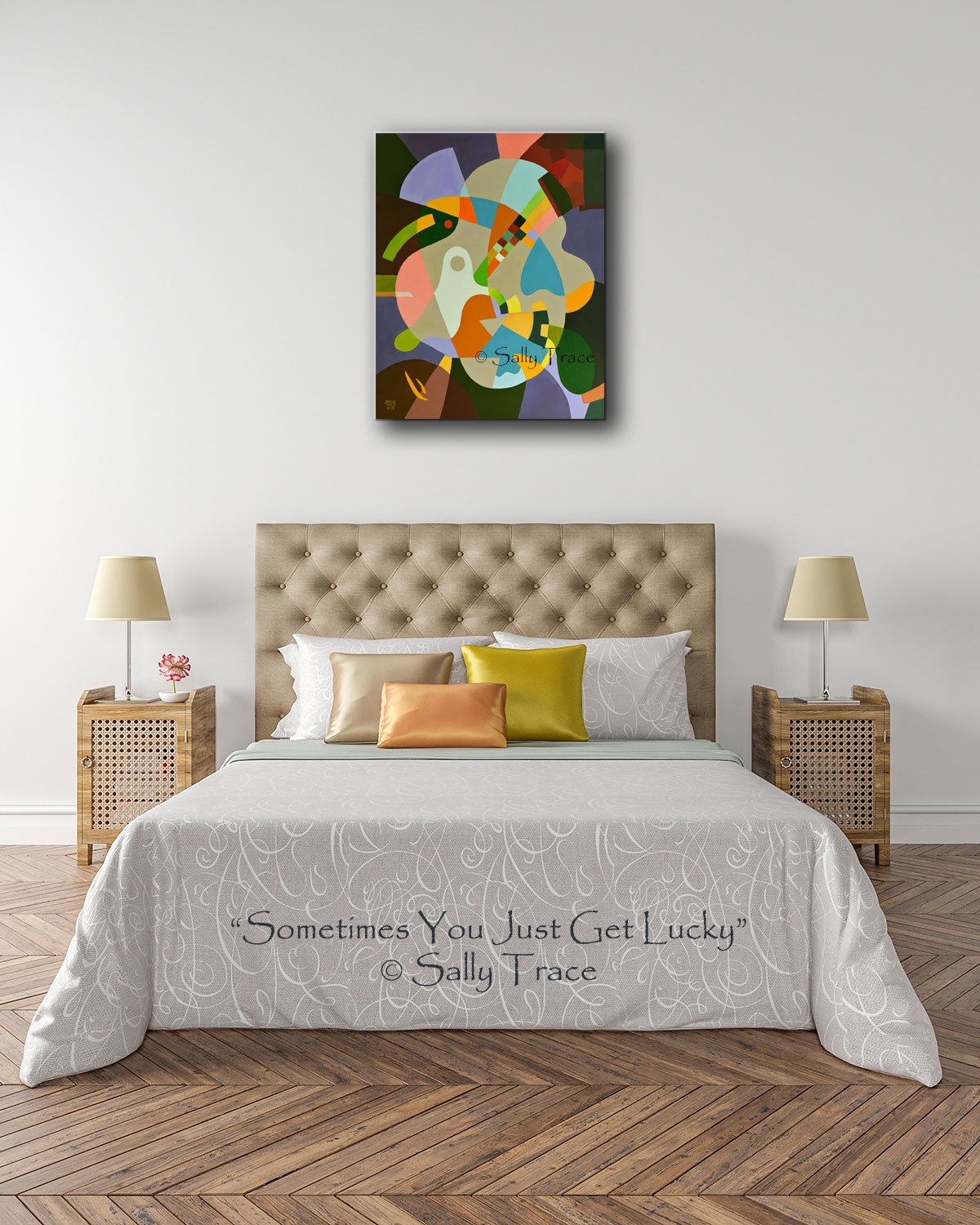 "Sometimes you Just get Lucky" geometric hard-edged original acrylic painting by Sally Trace