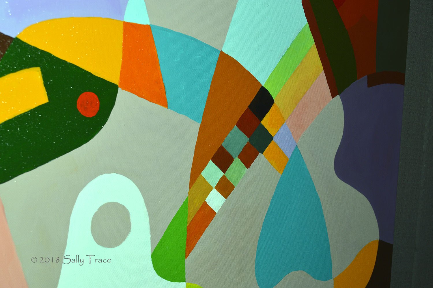 "Sometimes you Just get Lucky" geometric hard-edged original acrylic painting by Sally Trace