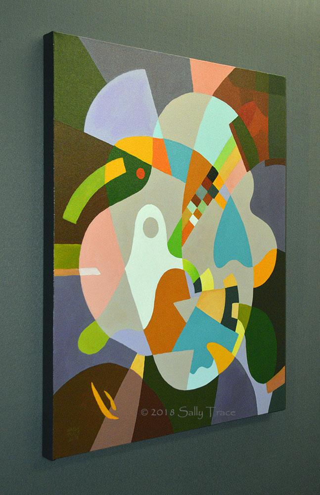 "Sometimes you Just get Lucky" geometric hard-edged original acrylic painting by Sally Trace