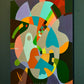 "Sometimes you Just get Lucky" geometric hard-edged original acrylic painting by Sally Trace