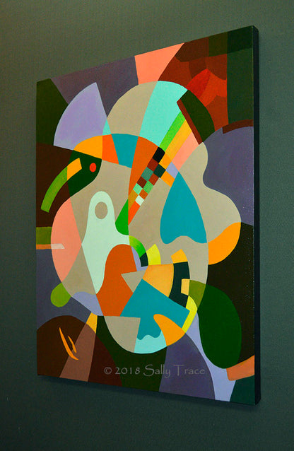 "Sometimes you Just get Lucky" geometric hard-edged original acrylic painting by Sally Trace