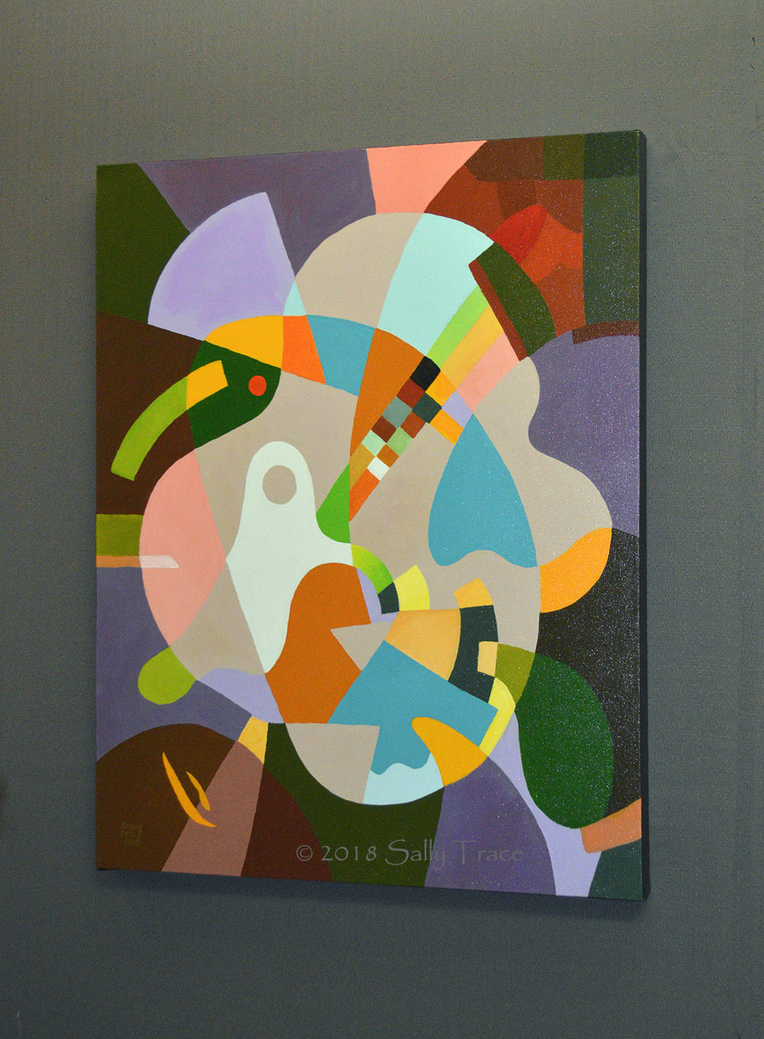 "Sometimes you Just get Lucky" geometric hard-edged original acrylic painting by Sally Trace
