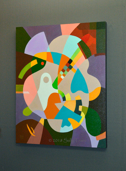 "Sometimes you Just get Lucky" geometric hard-edged original acrylic painting by Sally Trace