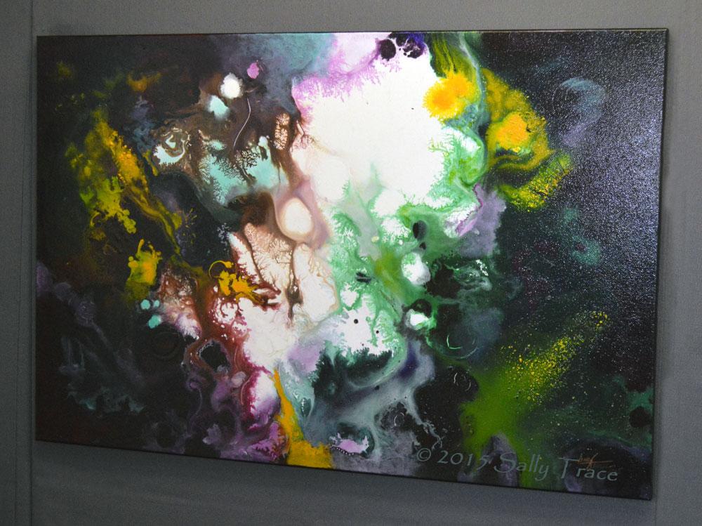 Splendid Expansion original abstract pour painting by Sally Trace