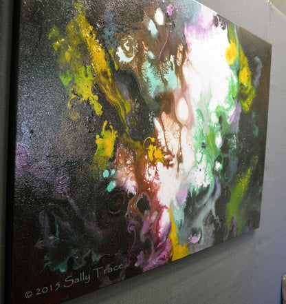 Splendid Expansion original abstract pour painting by Sally Trace