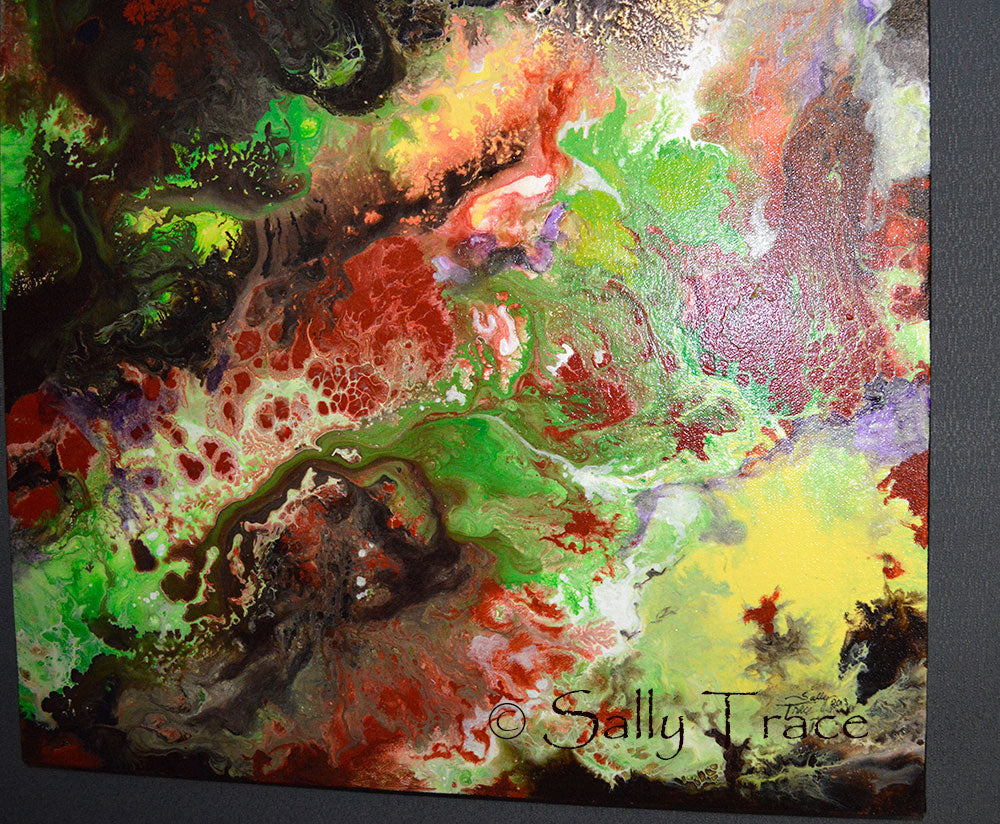 Strata, original fluid painting by Sally Trace, detail view