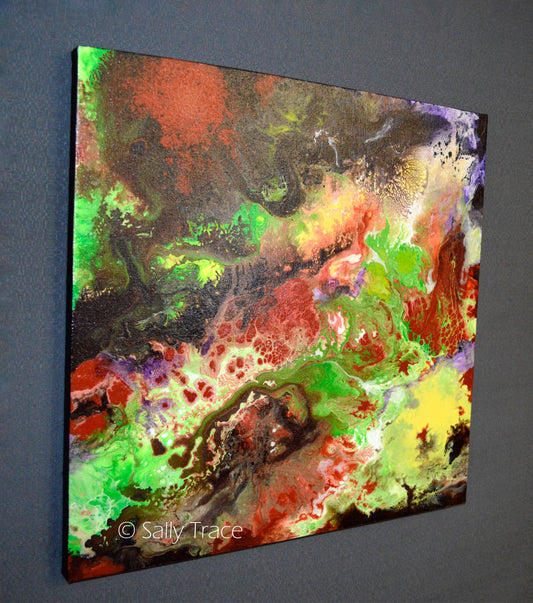 Strata, original fluid painting by Sally Trace, side view