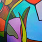 Modern contemporary geometric abstraction "Summer Day" original painting by Sally Trace, large abstract colorful abstract art