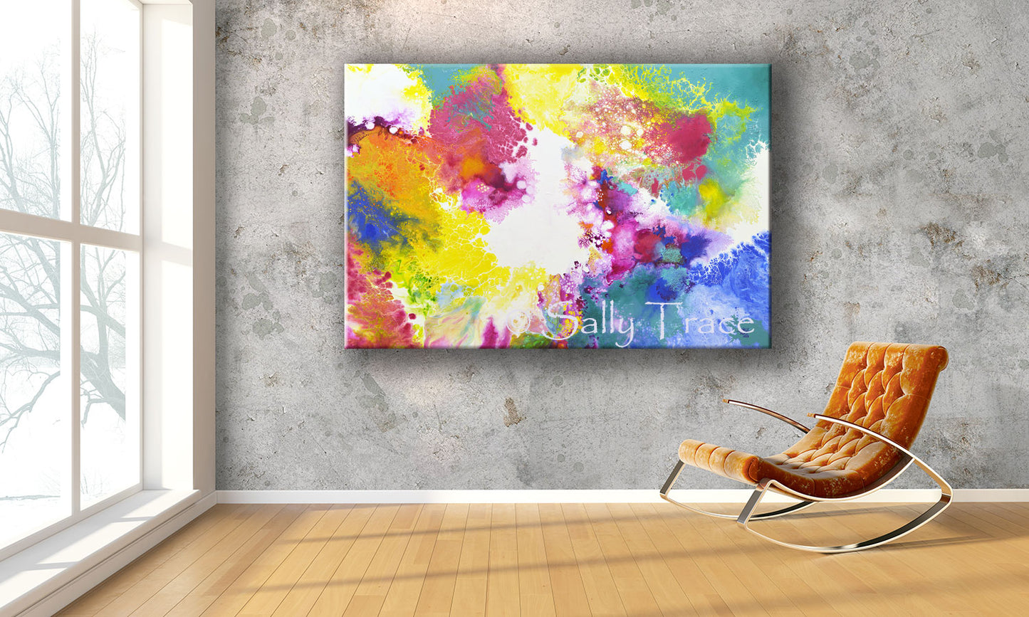Fluid art modern abstract painting prints for sale by Sally Trace "Take It Away"