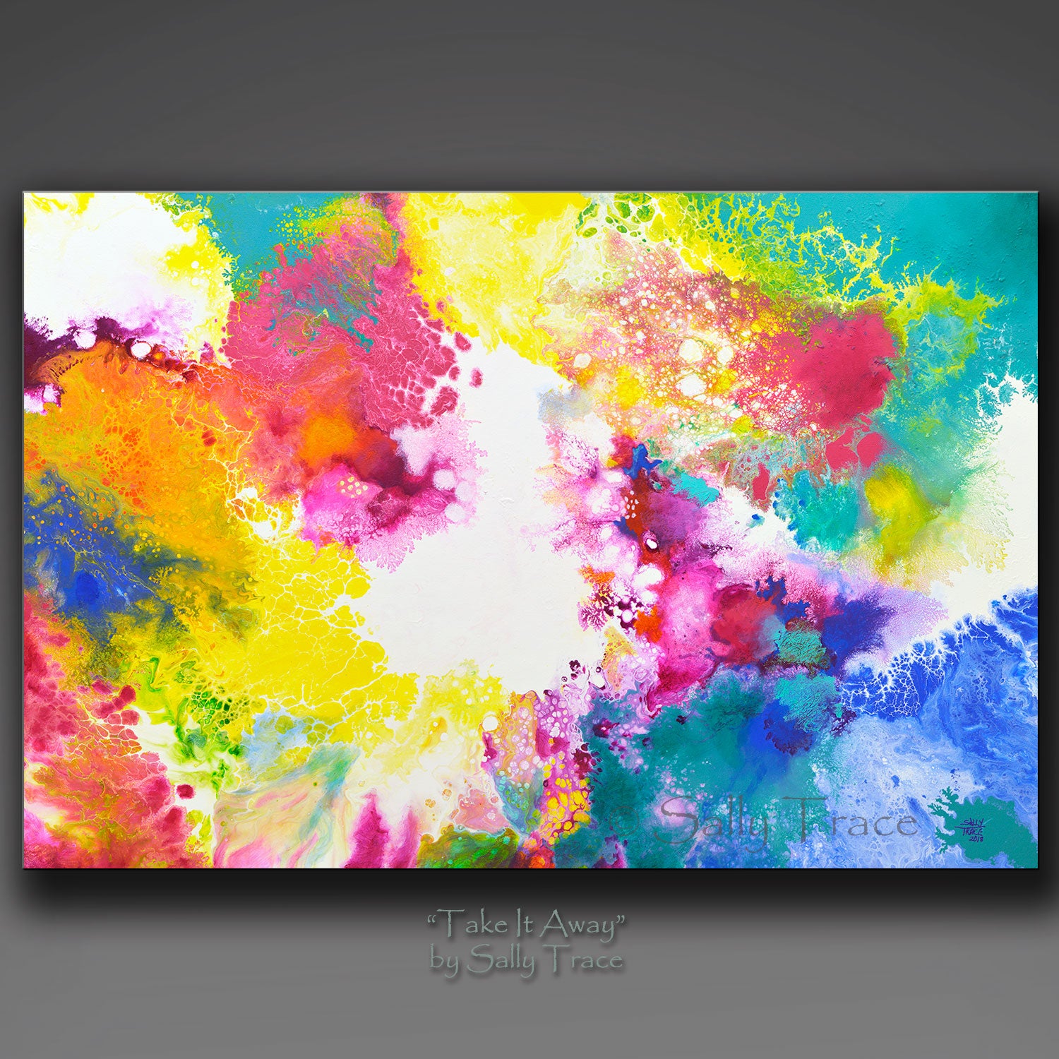 "Take it Away" original abstract fluid painting by Sally Trace