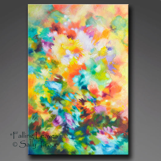 Falling Leaves, giclee print made from the original textured abstract floral painting by Sally Trace