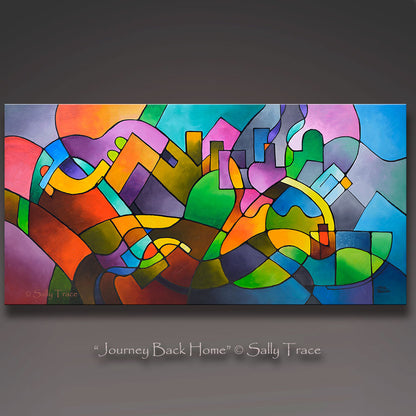 Modern art beautiful wall paintings for living room, "Journey Back Home", original contemporary abstract painting by Sally Trace