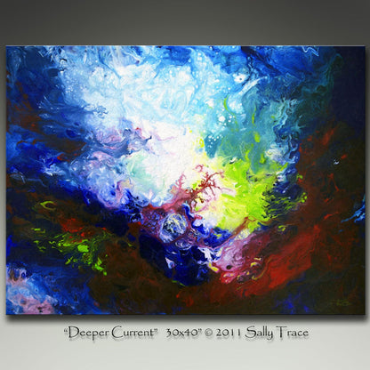 Underwater sea art abstract pitning print on stretched canvas Deeper Current