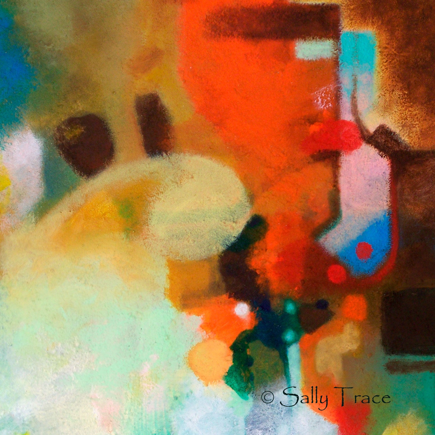 Modern contemporary abstract wall art giclee print by Sally Trace, "Third Level Harmonics", detail