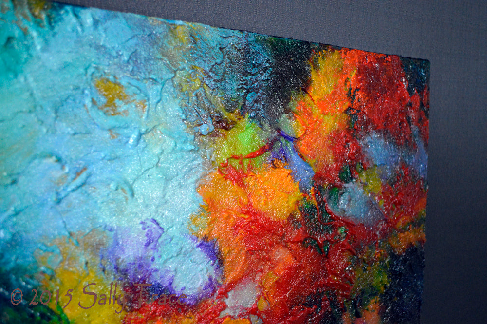 Transition, abstract textured impasto painting, detail