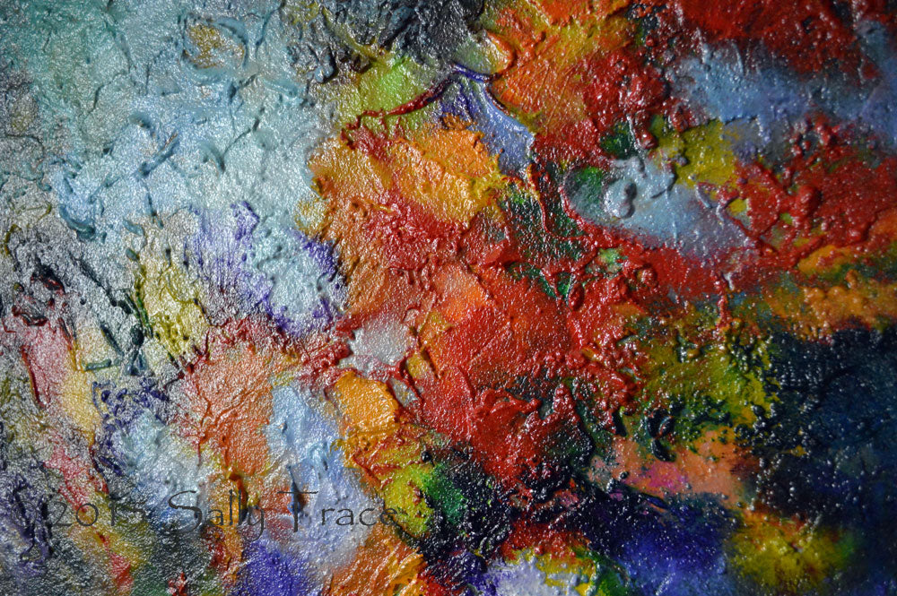 Transition, abstract textured impasto painting, detail