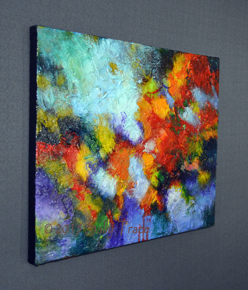 Transition, abstract textured impasto painting, left view