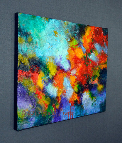 Transition, abstract textured impasto painting, left view