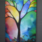 Tree of Light by Sally Trace. Abstract art prints tree of life painting on canvas, geometric art on canvas, right view