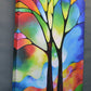 Two trees giclee prints by Sally Trace, from the original abstract painting, left view