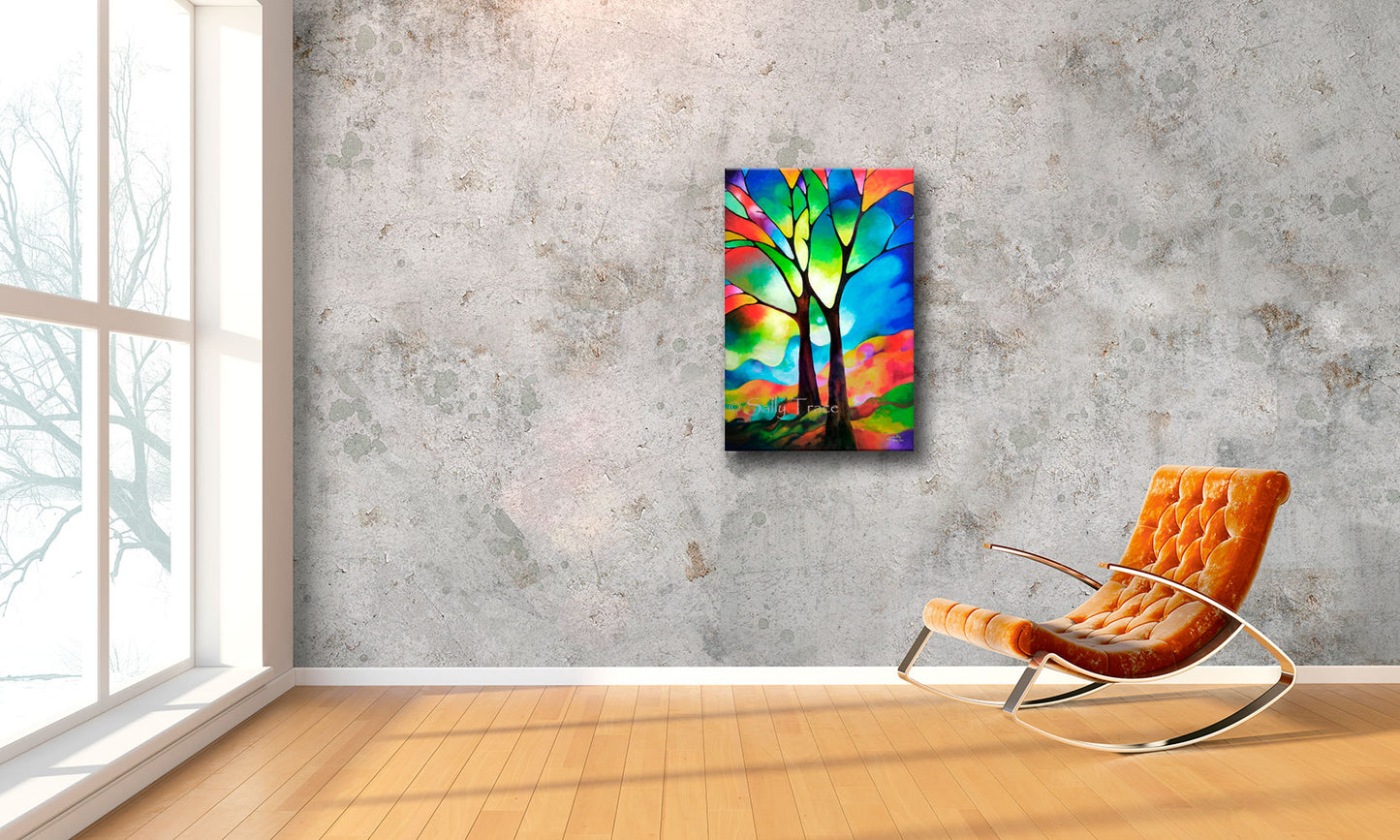 Modern contemporary original paintings for sale, Two Trees by Sally Trace