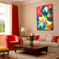 Giclee prints of an abstract Color Field painting by Sally Trace, room view
