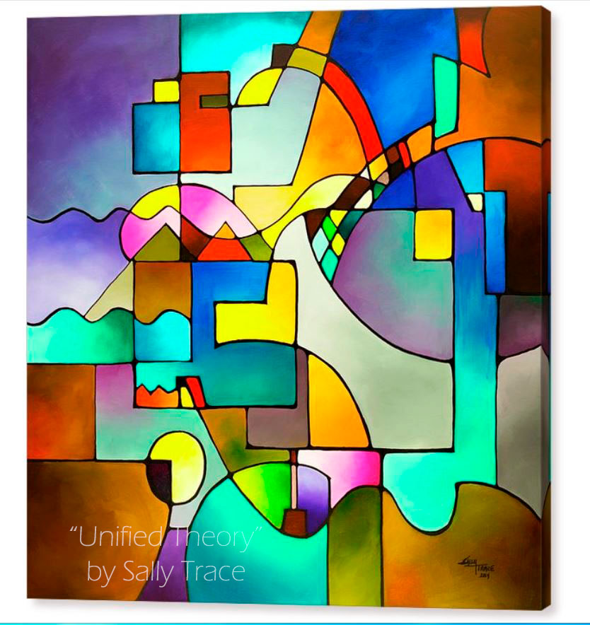 Large modern art geometric square canvas print "Unified Theory" by Sally Trace