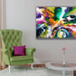 "Unseen Forces" fine art prints of an original abstract fluid painting by Sally Trace, a contemporary artwork for the home of office, decor for your living room, dining room, colorful abstract art paintings, abstract art for sale by the artist, pour painting, room view