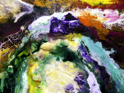 "Unseen Forces" fine art prints of an original abstract fluid painting by Sally Trace, a contemporary artwork for the home of office, decor for your living room, dining room, colorful abstract art paintings, abstract art for sale by the artist, pour painting, close-up-view