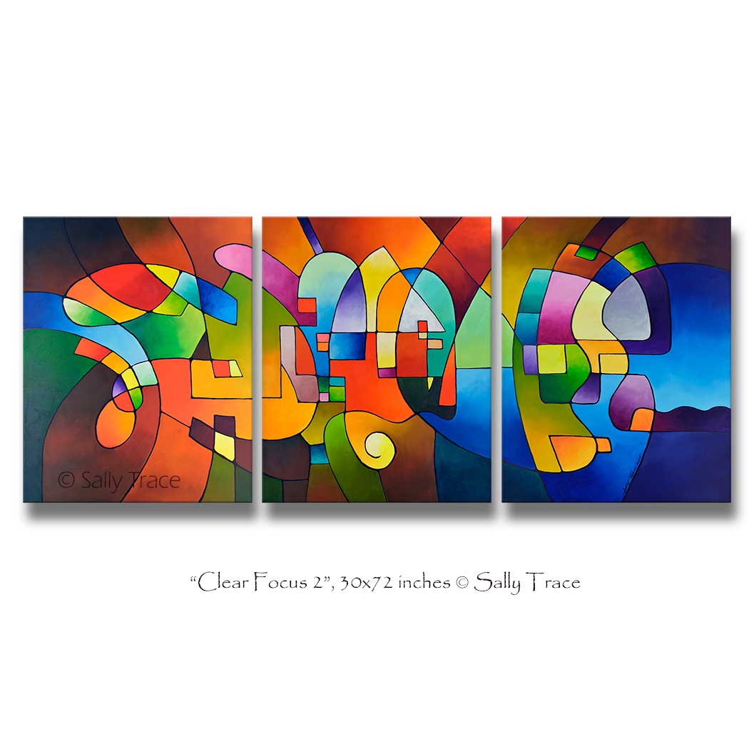 Geometric art abstract painting by Sally Trace, "Clear Focus 2"