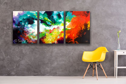 Windswept, abstract art giclee triptych by Sally Trace