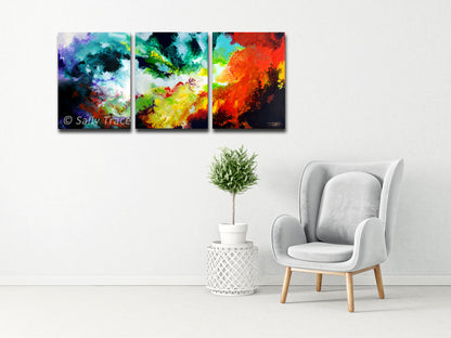 Windswept, abstract art giclee triptych by Sally Trace